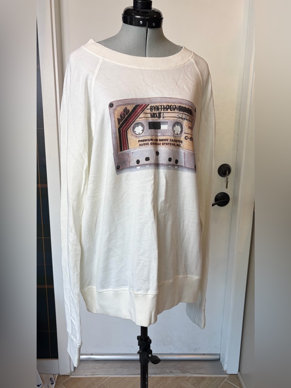 Band Of Outsiders Crewneck Sweatshirt w/Cassette Tape graphic, SynthPop, XL, EUC - Picture 3 of 14